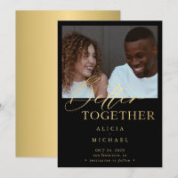 Photographie moderne faux or script simple mariage