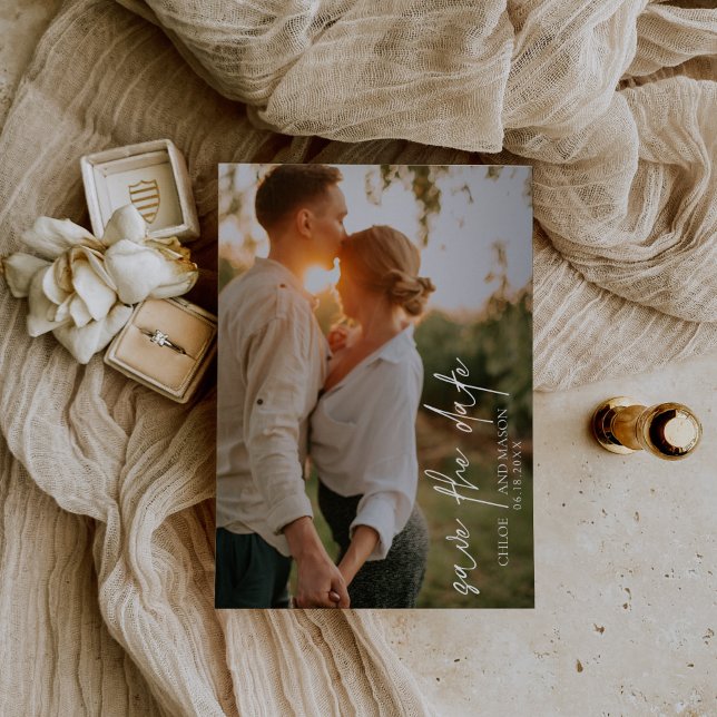 Save The Date Photographie noir et blanc classique Mariage éléga (Créateur téléchargé)