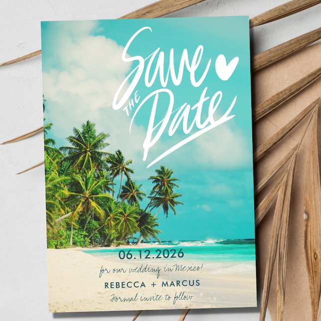 Save The Date Photographie tropicale Plage Destination Mariage (Tropical Photo Beach Destination Wedding Save The Date)