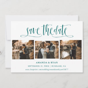 Save The Date Photographie Turquoise Moderne Enregistrer La Date