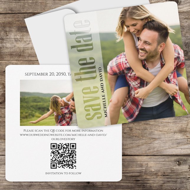 Save The Date Photographie Typographie moderne QR Code Enregistr (Créateur téléchargé)