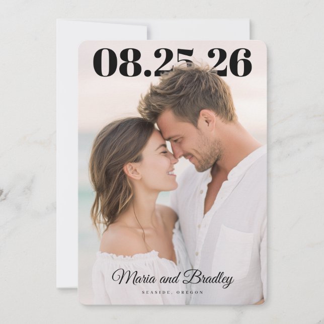 Save The Date PhotoPop Conception de date de mariage moderne (Devant)