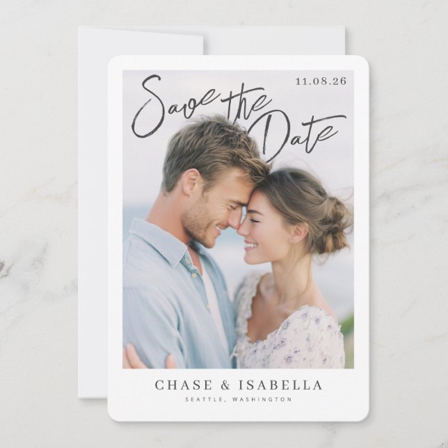 Save The Date PhotoPop Enregistrer la Date Script Romantique (Devant)
