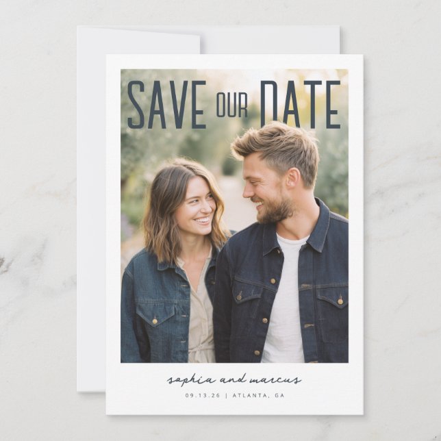 Save The Date PhotoPop Sauvegarder Notre Date Design Moderne (Devant)