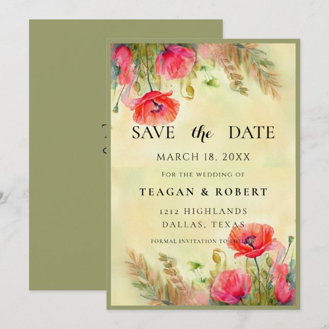 Save The Date Photos d'aquarelle Mariage de printemps (Devant / Derrière)