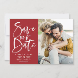 Save The Date Photos de calfeutrage de pinceau rouge