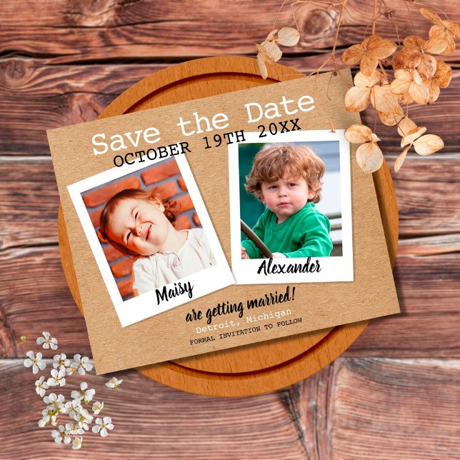 Save The Date Photos de l'enfance rustiques pour la date de rése (Créateur téléchargé)
