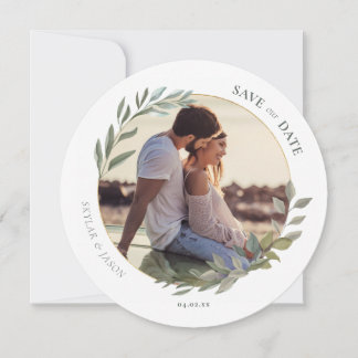 Save The Date Photos mini-aquarelle et cercle d'or