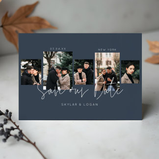 Save The Date Photos miniatures modernes Collage bleu