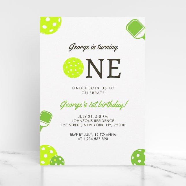 Save The Date Pickleball Ball Paddle Sports Thème 1er Anniversai (Créateur téléchargé)