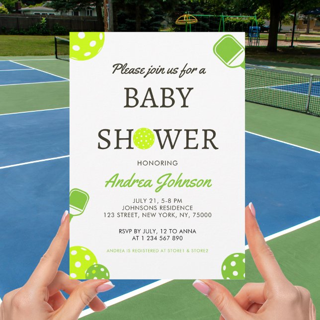 Save The Date Pickleball Ball Paddle Sports Thème Baby shower (Créateur téléchargé)