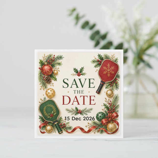 Save The Date Pickleball thème de Noël  (Debout devant)