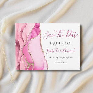 Save The Date Pierre d'agate rose glamouruse dorure pailletée ma