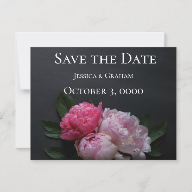 Save The Date Pies roses sur arrière - plan foncé (Devant)