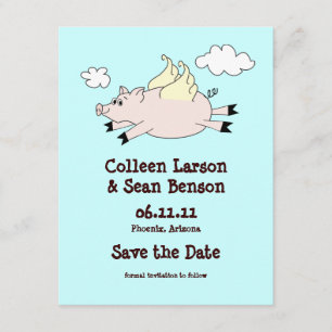 Save The Date Pig volant Enregistrer la date, Solid Back