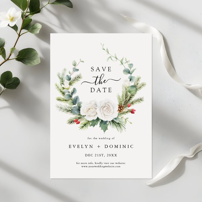 Save The Date Pin Rustique Eucalyptus Mariage de feuillage (Créateur téléchargé)