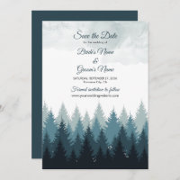 Pine Arbre Aquarelle Forêt Mariage rustique