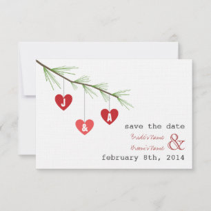 Save The Date Pine Bough Hearts Saint-Valentin Mariage Enregistr