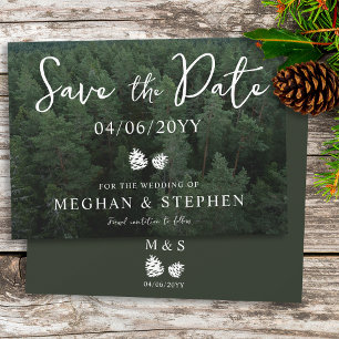 Save The Date Pine Tree Woods Forest Arrière - plan Mariage phot