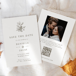 Save The Date Pinecone & Acorns Mariage de automne Photo QR Code