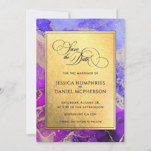 Save The Date Pink Abstrait violet à huile Mariage plat