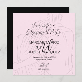 Save The Date Pink Couple Hugging Script Engagement Party
