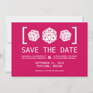 Save The Date Pink D20 Dice Gamer Enregistrer l'Invitation de da