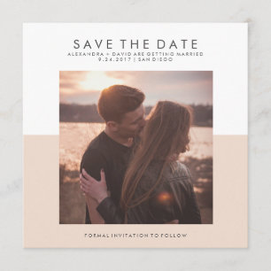 Save The Date Pink et blanc minimum Enregistrer la date Photo