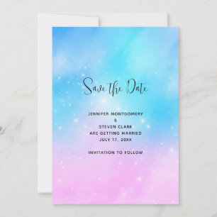 Save The Date Pink et Blue Pastel Gradient Sky Mariage