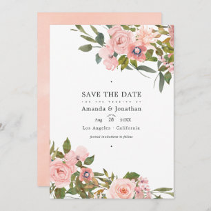 Save The Date Pink et or Rose floral Mariage photo