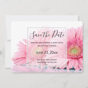 Save The Date Pink Gerbera Daisies Elegant Photo