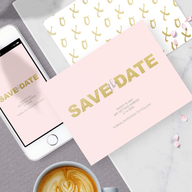 Save The Date Pink Non Photo Wedding Enregistrer La Date Invitat (Créateur téléchargé)