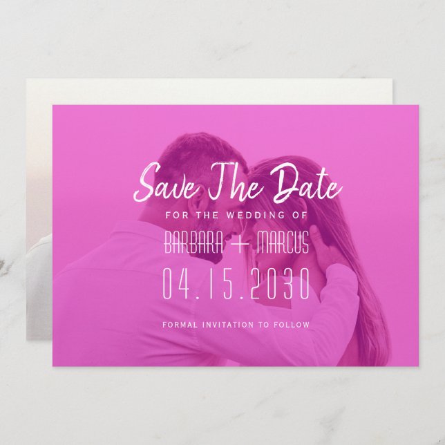 Save The Date Pink Overlay Photo  (Devant / Derrière)