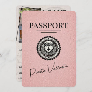 Save The Date Pink Puerta Vallarta Passeport Enregistrer La Date