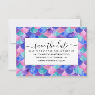 Save The Date Pink Purple Blue Aquarelle Turquoise Étales de sir