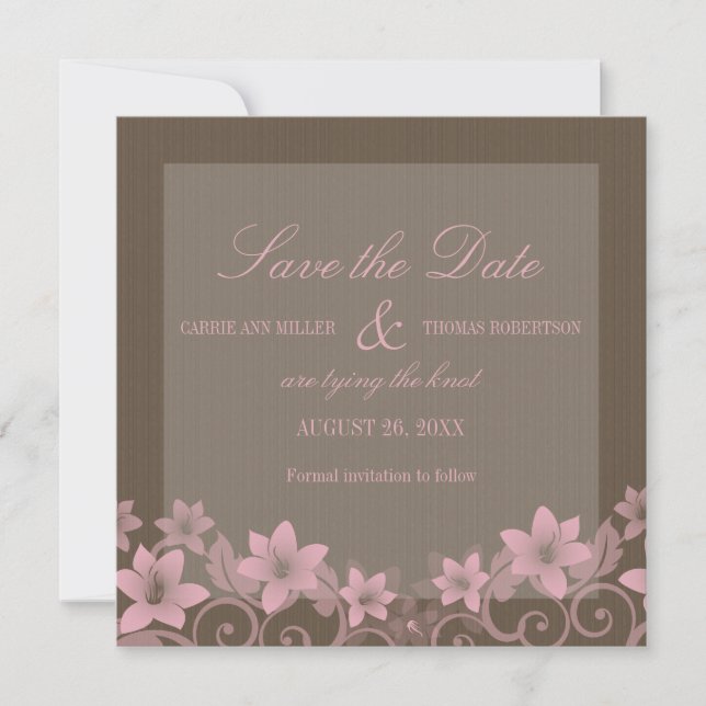 Save The Date Pink Rustic Floral Enregistrer l'Invitation de dat (Devant)