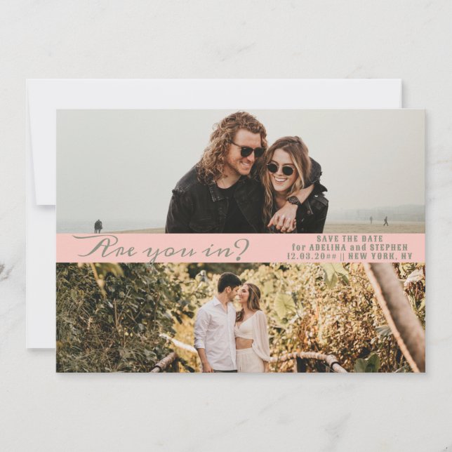 Save The Date Pink Sage Script simple Deux Galerie de photos COD (Devant)