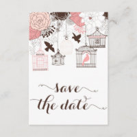 Pink Vintage Birdcages Floral Enregistrer la date