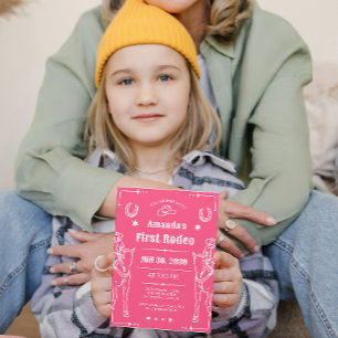 Save The Date Pink & white western thème filles fête d'anniversa