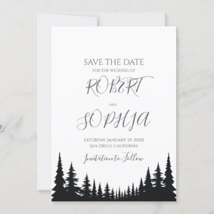 Save The Date Pins noirs et blancs Mariage d'hiver
