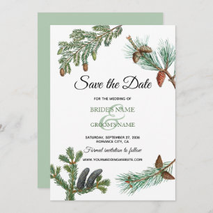 Save The Date Pins rustiques Mariage de verdure forestière