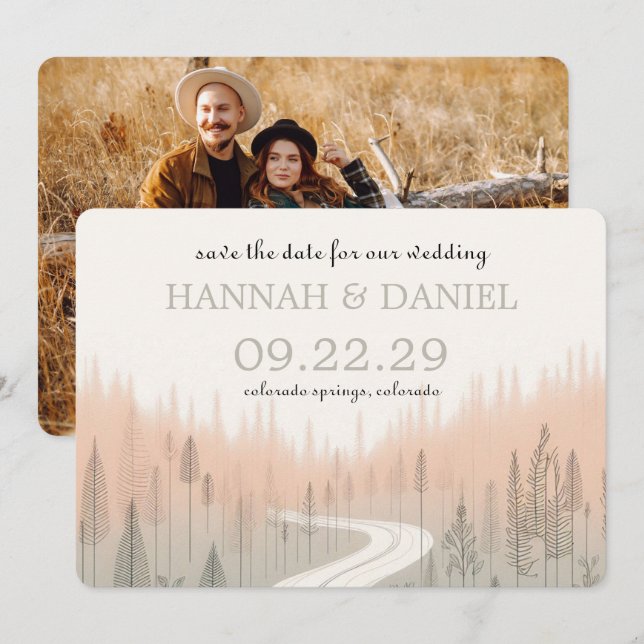 Save The Date Piste de couleurs douces (Devant / Derrière)