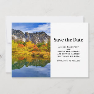 Save The Date Pittoresque Paysage Montagnes Lac Mariage forestie