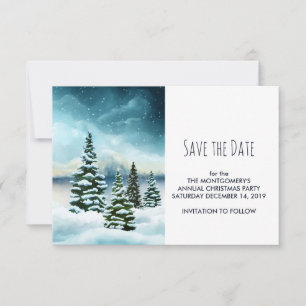 Save The Date Pittoresque Winter Wonderland aquarelle peinture