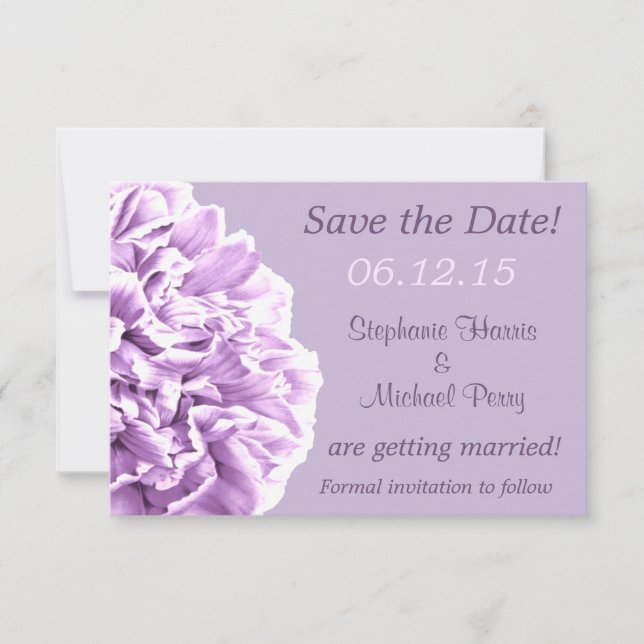 Save The Date Pivoine Lavande Enregistrer la Date Mariage (Devant)
