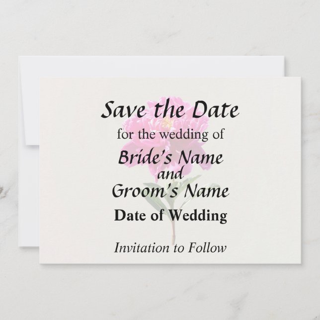 Save The Date Pivoine Rose Clair (Devant)