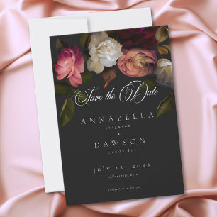 Save The Date Pivoines Crème Bourgogne Sombre et Triste sur Fond