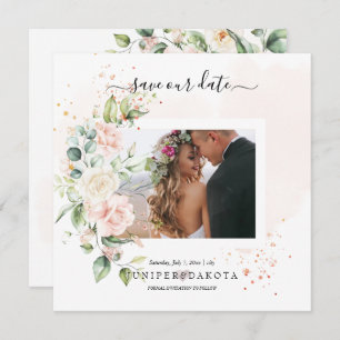Save The Date PixDezines Aquarelle Blush Cream Roses Enregistrer