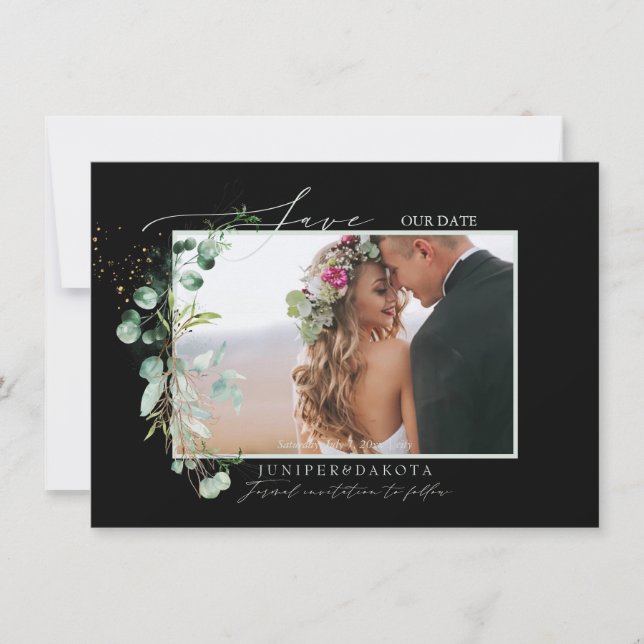 Save The Date PixDezines Aquarelle Eucalyptus Wreath Verdure S (Devant)