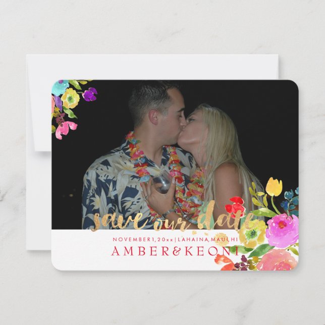 Save The Date PixDezines Aquarelle Florale/Enregistrer notre dat (Devant)